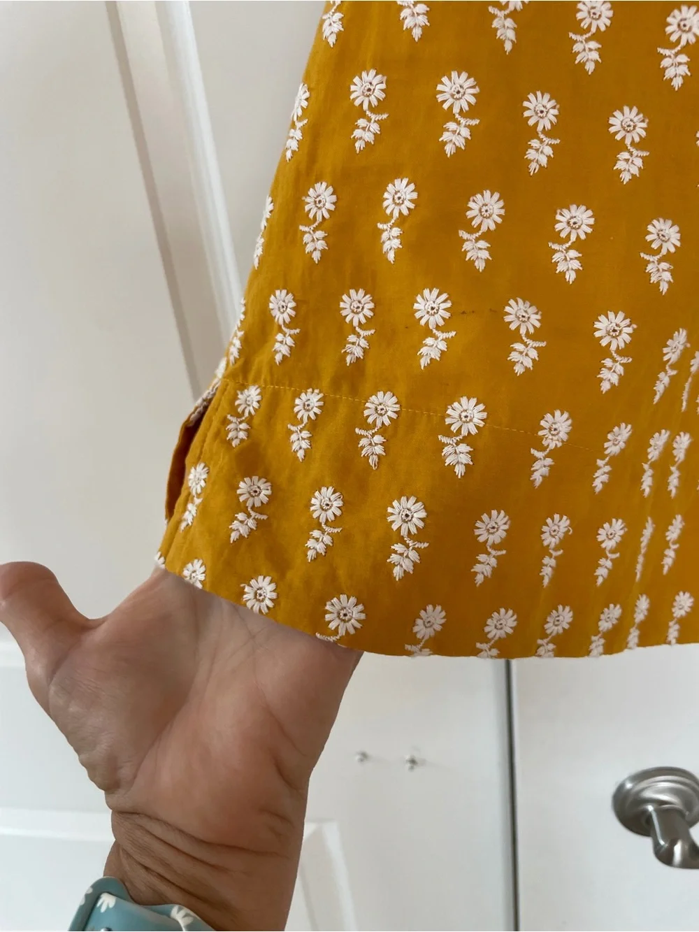 J. Crew Mustard Yellow Floral Ruffle Sleeve Blouse